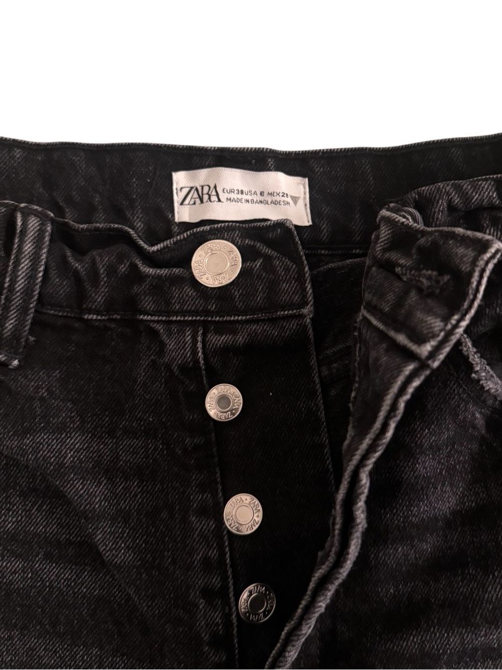 Zara High-Rise Black Button-Fly Jeans